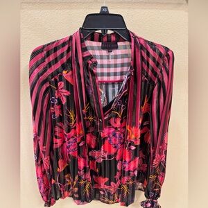 Hale Bob Pink and Black Floral Dress